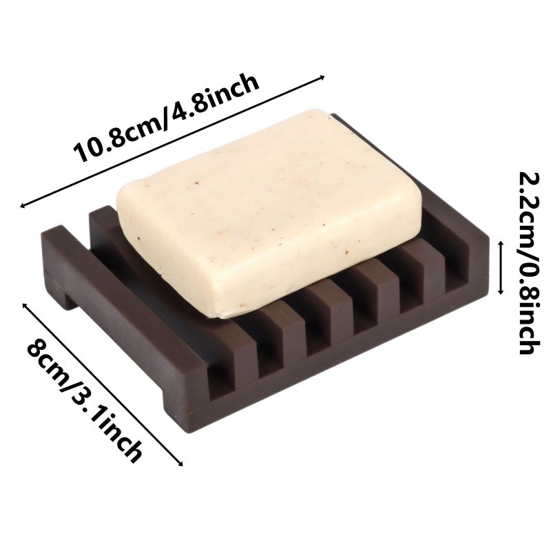 Topsky 2Pcs Soap Dish Holder  Non-Slip Bathroom Accessories Silicone Soap Case Saver  Sink Deck Bathtub Shower Dish Soap Drainer  Silicone Holder for Soap  Sponges  Scrubber (Brown) - Image 3